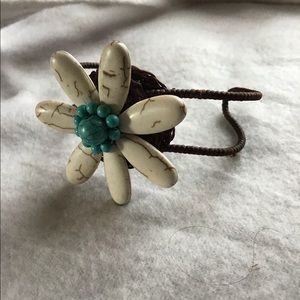 Turquoise Marble Stone flower bracelet